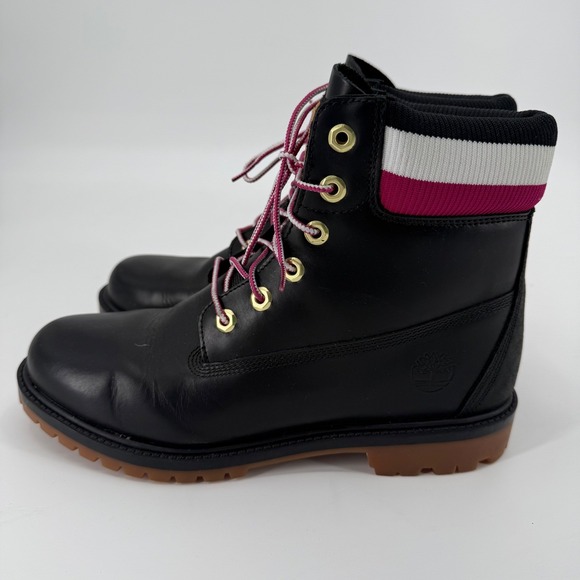 Timberland Heritage 6" Black Leather Waterproof Boots Womens Size 10 Lug Sole - Picture 5 of 10
